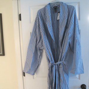 RALPH LAUREN POLO RALPH LAUREN BLUE PLAID COTTON ROBE L/XL NWT $80.00